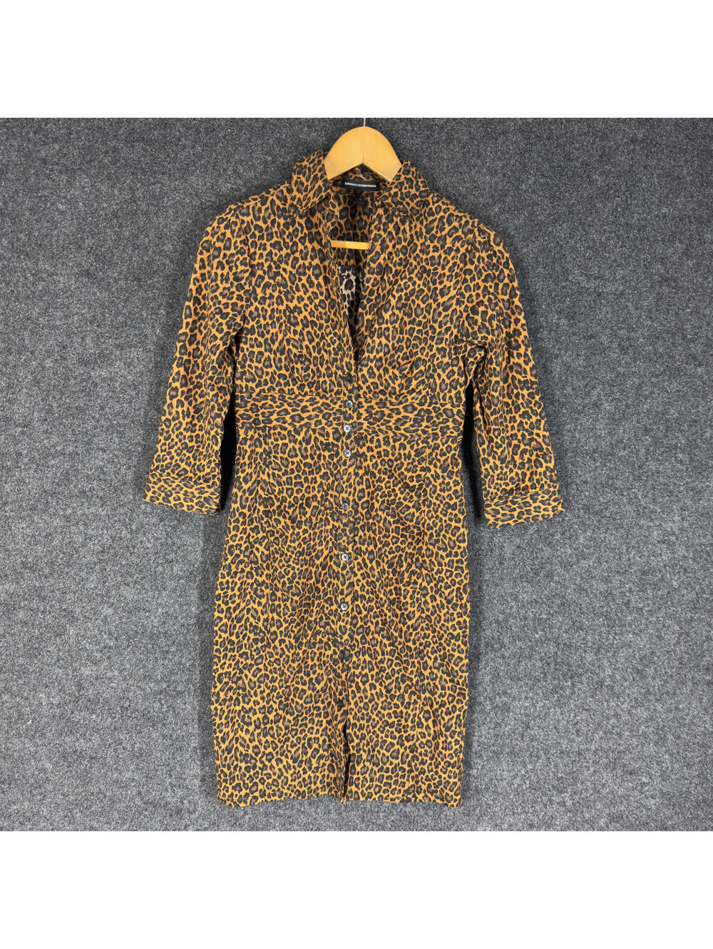 Express Leopard Print Shirt Dress in Tan and Black